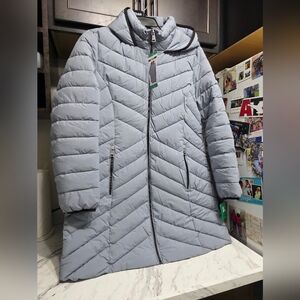 DKNY Women's Light Gray Puffer Womens Size XL Coat